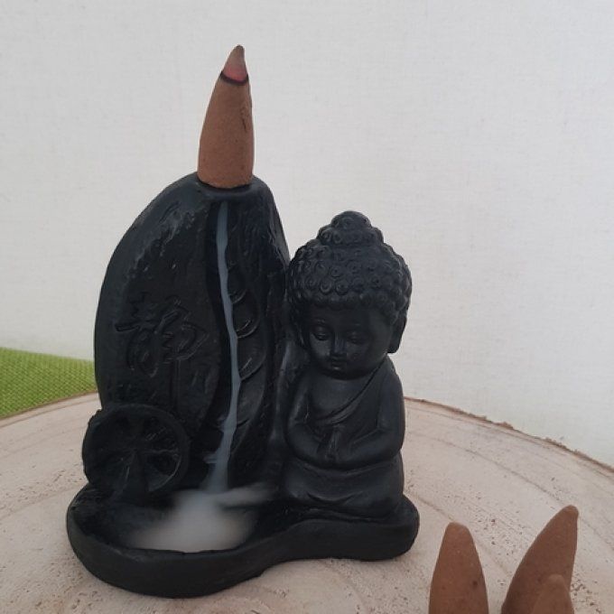 Porte-encens cascade Bouddha en résine pour cônes à reflux