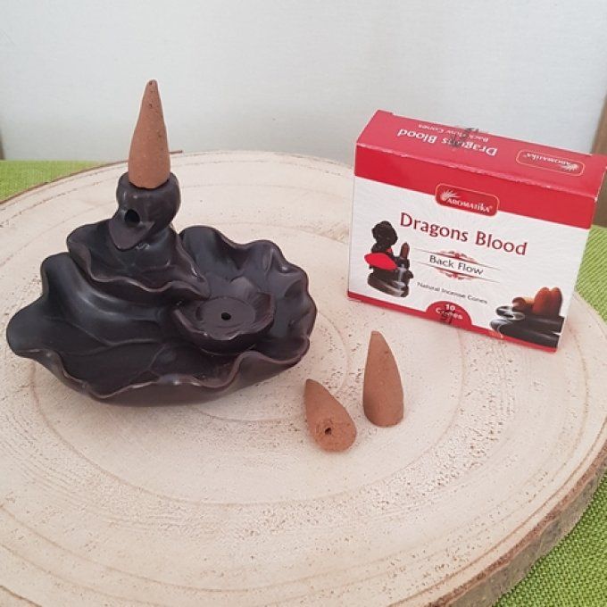 Porte-encens cascade étang de Lotus en céramique pour cônes à reflux